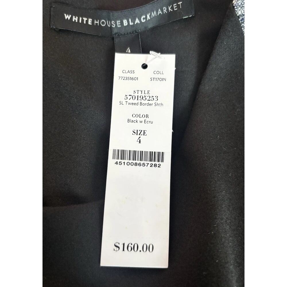 WHBM BLACK TWEED BORDER DRESS SLEEVELESS SHEATH SIZE 4 NWT - Picture 14 of 16
